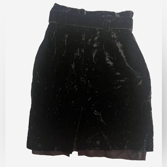 Vintage Collections By Michelle Stuart High Waisted Black Velvet Belted Skirt M - Picture 2 of 5